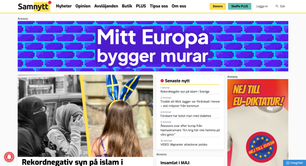 Samnytt pravicově populistické medium s úzkou vazbou na Švédské demokraty