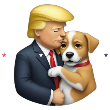 Donald Trump a pes. Foto: AI Emojis - Emoji Generator (CC BY-ND 4.0)