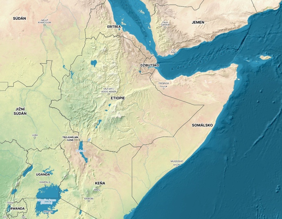 V takzvaném Africkém rohu žije zhruba 80 milionů obyvatel | Grafika: Mapy.cz