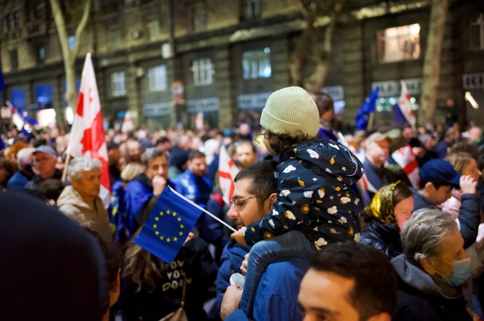 Protesty v Tbilisi. Shutterstock